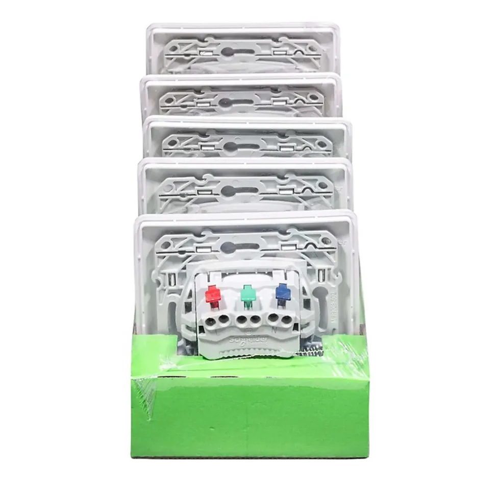 Prise de courant avec terre affleurante complète Schneider Electric Ovalis blanc, lot de 5