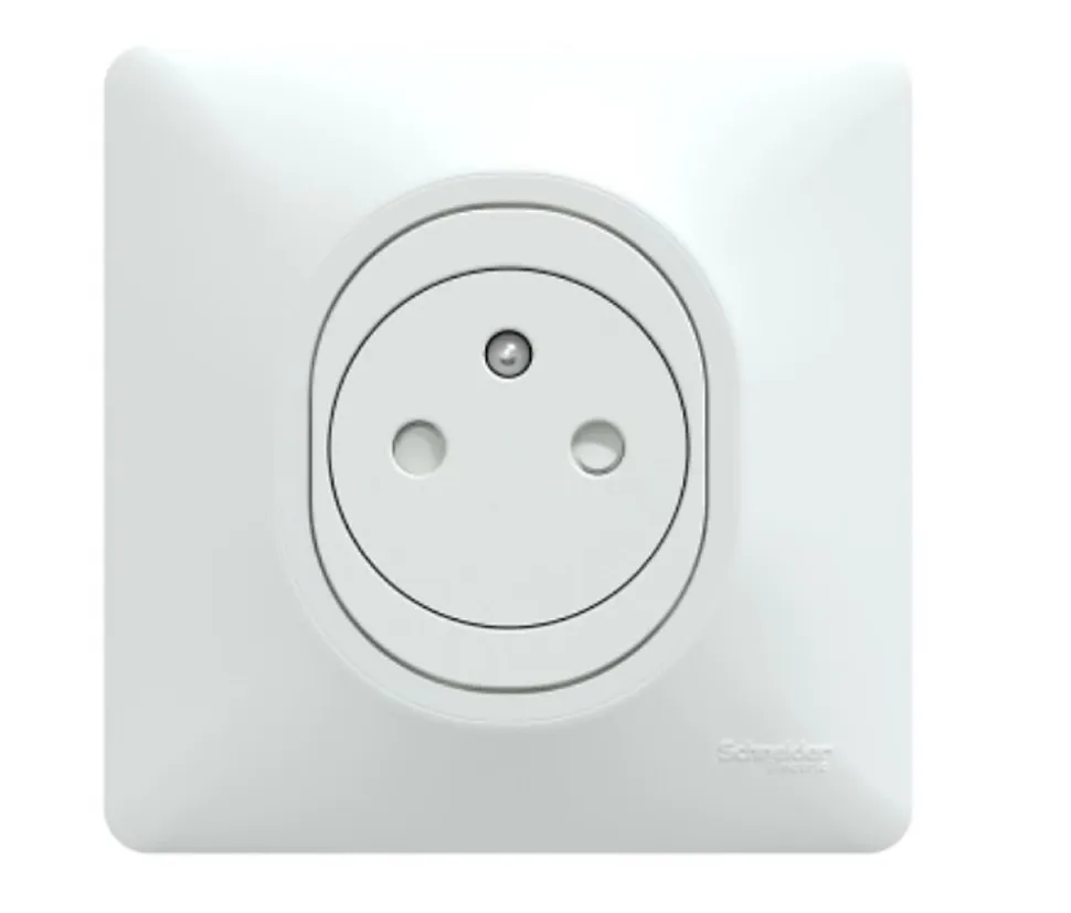 Prise de courant avec terre affleurante complète Schneider Electric Ovalis blanc, lot de 5