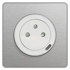 Prise de courant avec terre affleurante + usb C 10.5W Schneider Electric Odace blanc