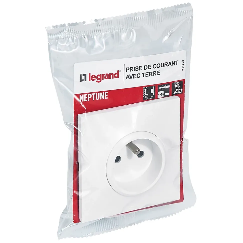 Prise de courant avec terre Legrand Neptune 0 913 30 couleur blanc 16 A 250 V