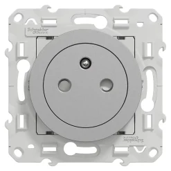 Prise de courant avec terre affleurante 16A Schneider Electric Odace aluminium
