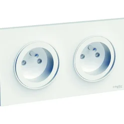 Prise de courant double avec terre complète Schneider Electric Odace blanc