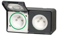 Prise de courant double avec 2 pôles + terre étanche complète saillie Schneider Electric Mureva Styl anthracite