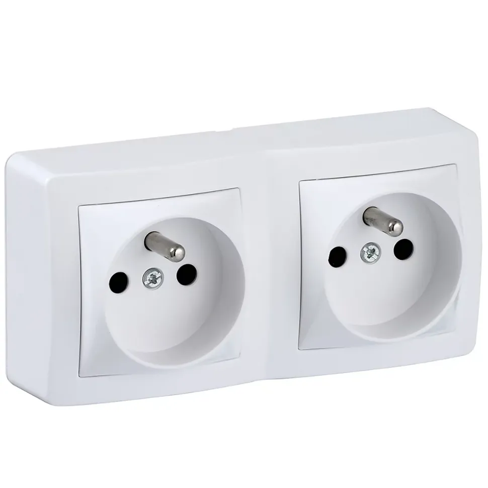 Prise de courant double avec 2 pôles + terre complète saillie Schneider Electric Alréa blanc