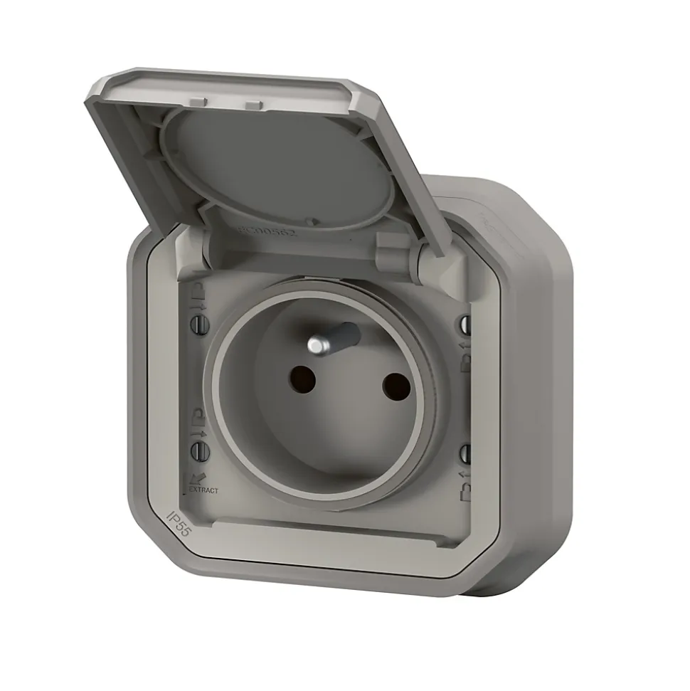 Prise de courant étanche à encastrer Plexo gris 16A, 250V - 070031L - Legrand
