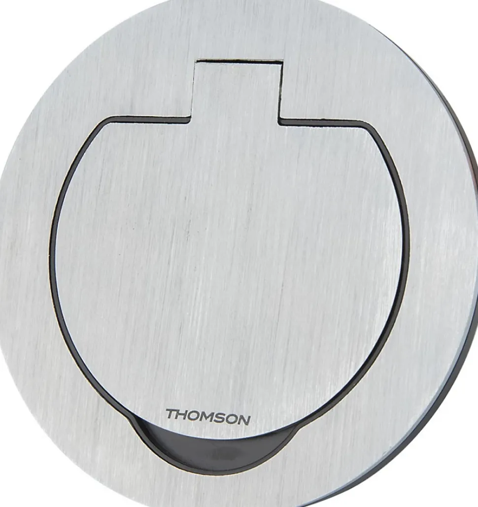 Prise de sol étanche ronde 16A 2 pôles + terre, aluminium brossé IP55, Thomson