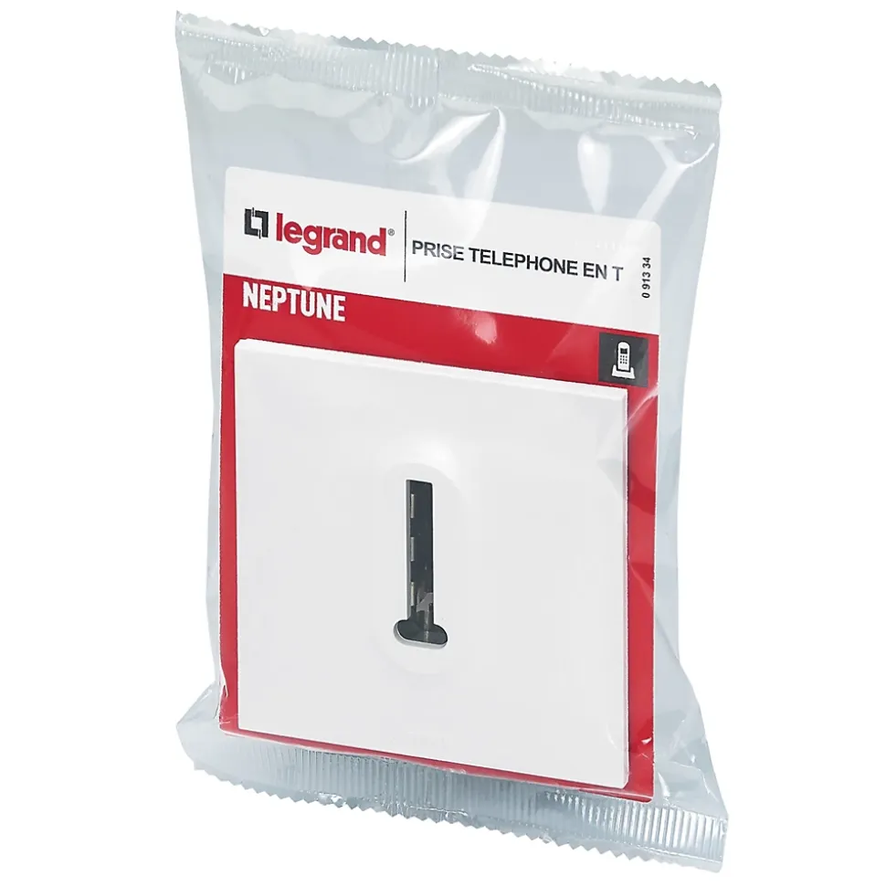 Prise de téléphone Legrand Neptune plastique blanc mat