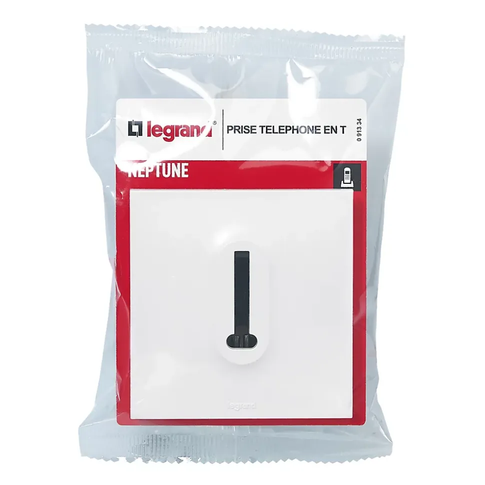 Prise de téléphone Legrand Neptune plastique blanc mat