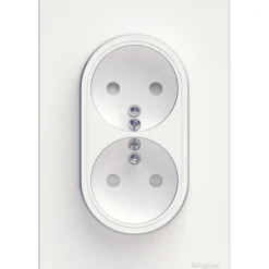 Prise double avec terre complète Schneider Electric Odace blanc