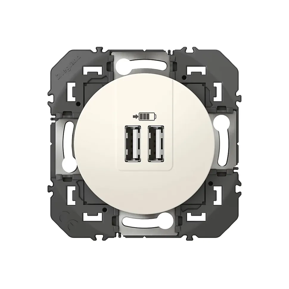Prise double USB-A Legrand Dooxie blanc carrée