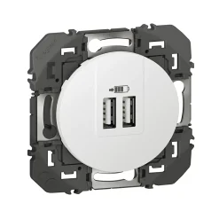 Prise double USB-A Legrand Dooxie blanc carrée