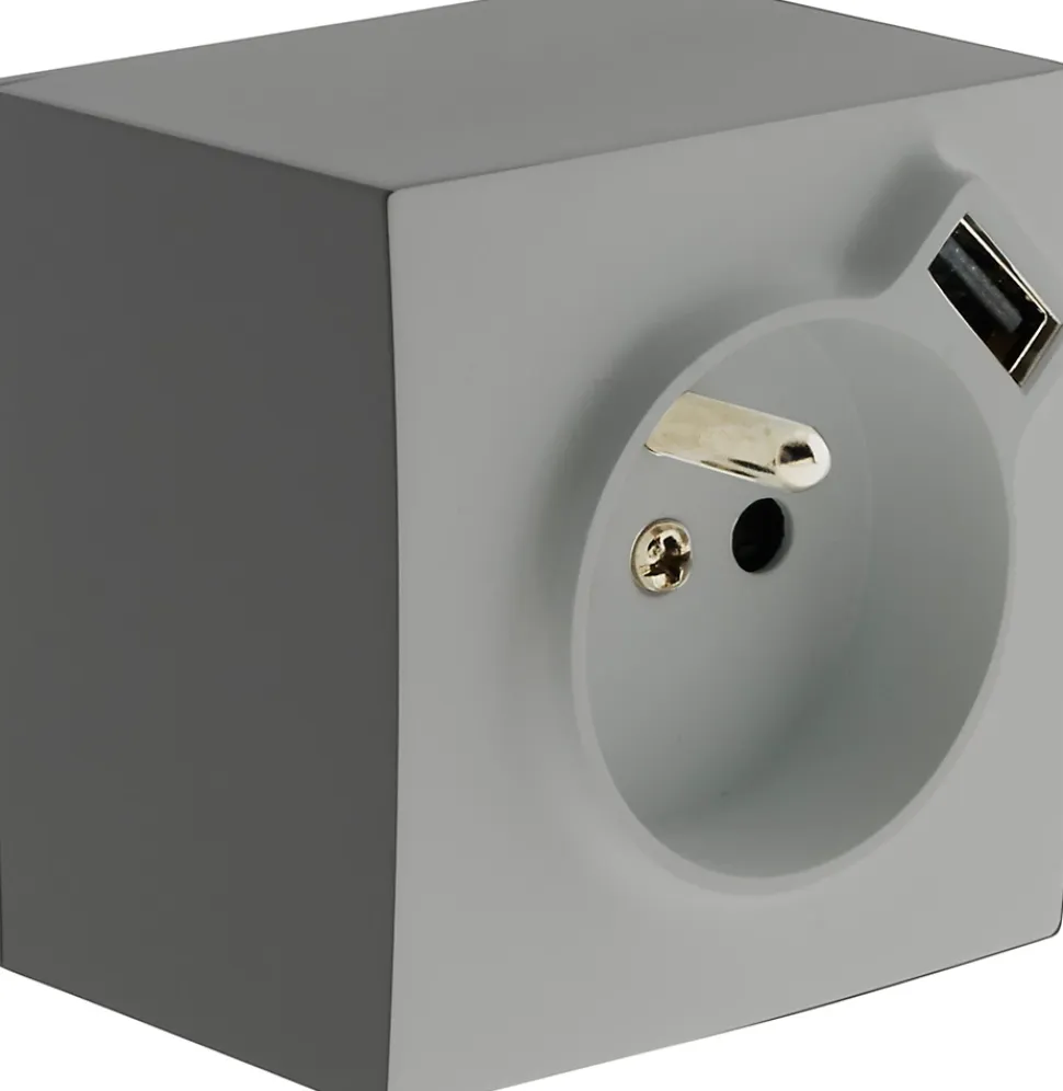 Prise en saillie 2P+T avec chargeur USB métal