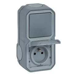 Prise et interrupteur Legrand Plexo gris en saillie