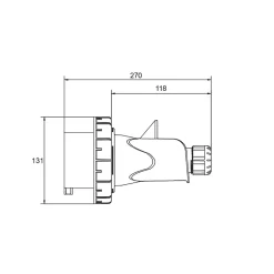 Prise Hypra Tétrapolaire 125a 3p+n+t - étanche Ip67 - Ide