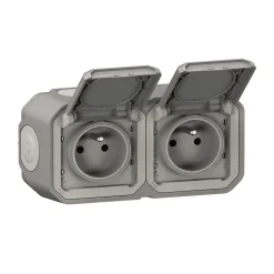 Prise Legrand Plexo gris en saillie, lot de 2