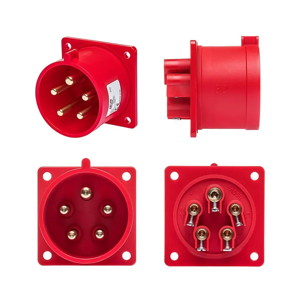 Prise Male Encastrable Tétrapolaire 32a 3p+n+t 380v - 5 Broches - étanche Ip44 - Ide