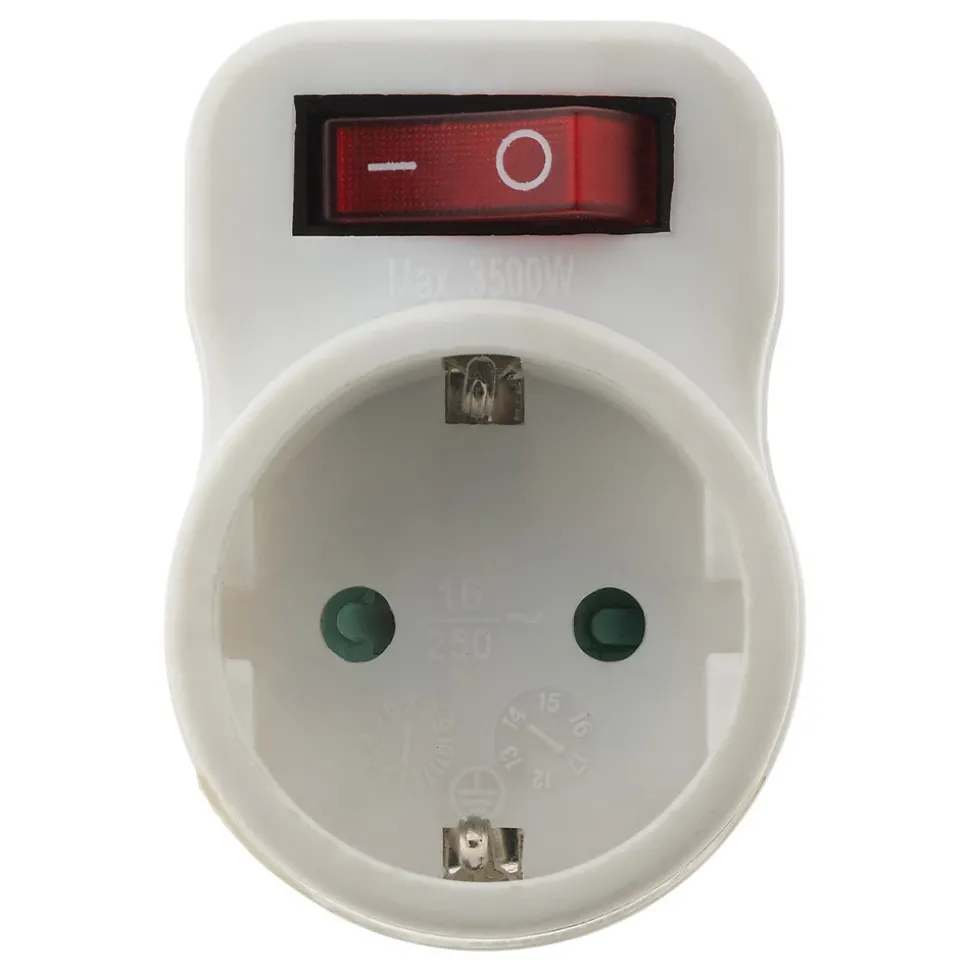 Prise Schuko 16A + interrupteur - Blanc - Zenitech
