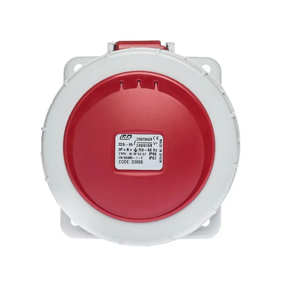 Prise Tétrapolaire 32a 3p+n+t - 5 Broches - Encastrable Sur Coffret - étanche Ip67 - Ide