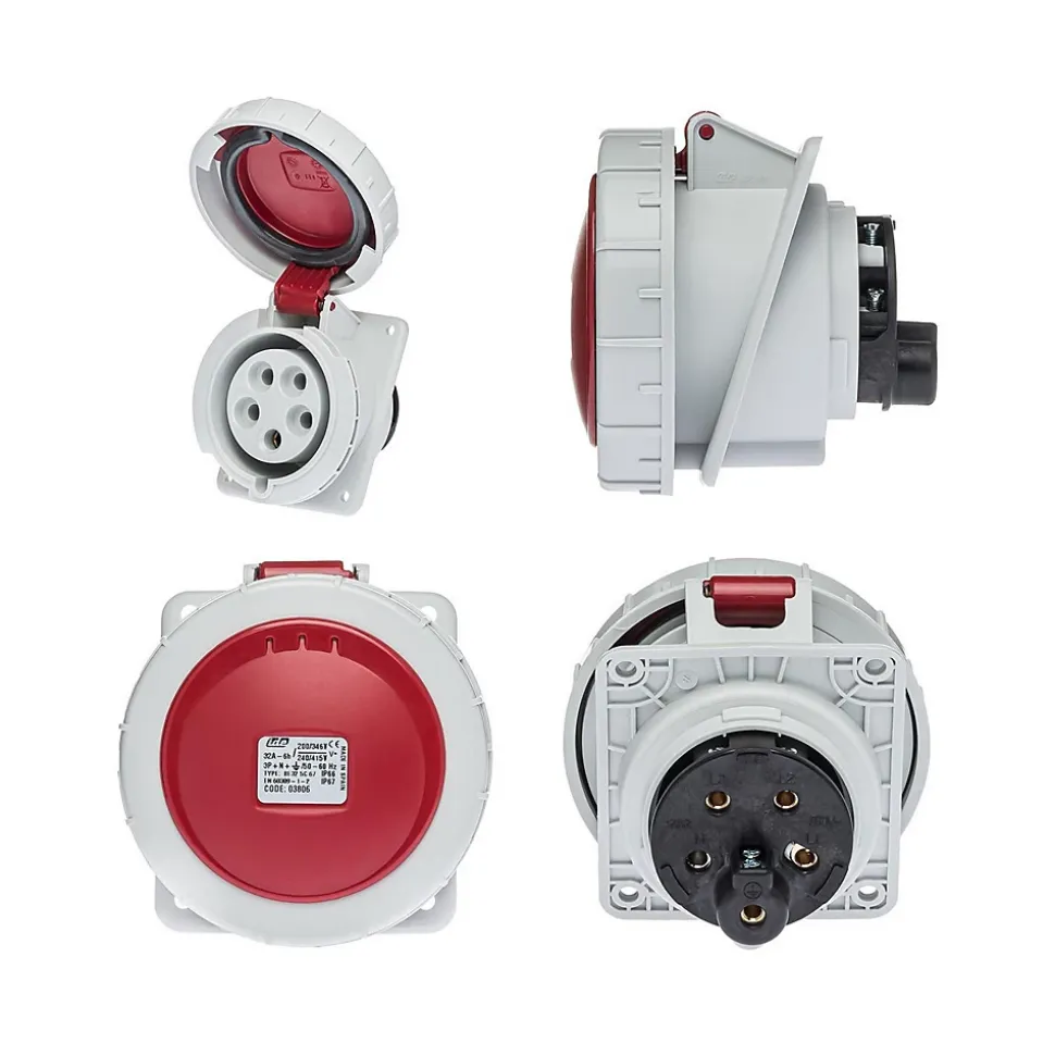 Prise Tétrapolaire 32a 3p+n+t - 5 Broches - Encastrable Sur Coffret - étanche Ip67 - Ide