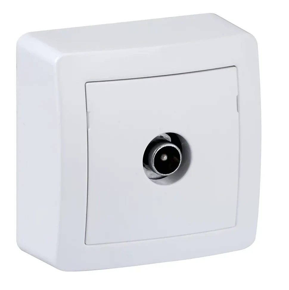 Prise TV simple complète saillie Schneider Electric Alréa blanc