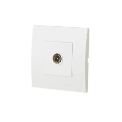 Prise TV simple encastrable blanc complet