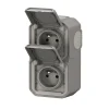 Prise verticale Legrand Plexo gris en saillie, lot de 2