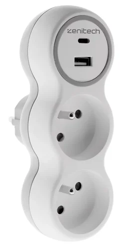 Prise 2x16A + 2 ports USB - Bolea Zenitech