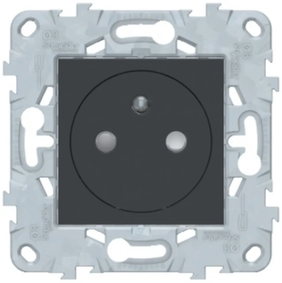 Prise de courant 2 pôles + terre affleurante connexion rapide 16A Schneider Electric Unica Déco anthracite