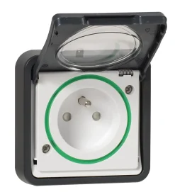 Prise de courant 2 pôles + terre étanche complète encastrée Schneider Electric Mureva Styl anthracite