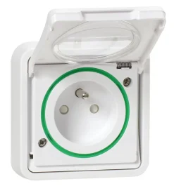 Prise de courant 2 pôles + terre étanche complète encastrée Schneider Electric Mureva Styl blanc