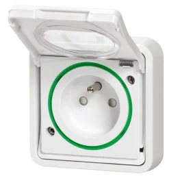 Prise de courant 2 pôles + terre étanche complète encastrée Schneider Electric Mureva Styl blanc