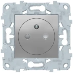 Prise de courant 2 pôles + terre affleurante connexion rapide 16A Schneider Electric Unica Déco aluminium