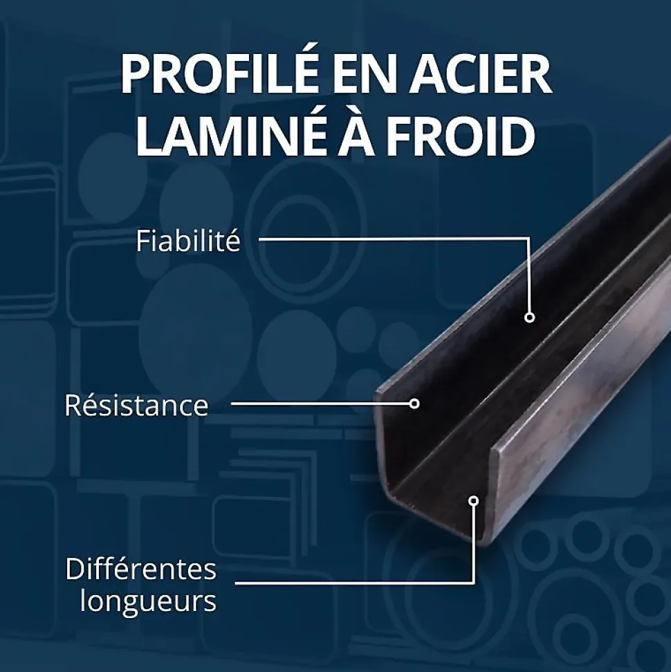 Profilé acier en U 20x40x20 ep 2 mm, 1 metre - Comment Fer