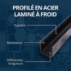 Profilé acier en U 20x40x20 ep 2 mm, 0.5 mètre - Comment Fer