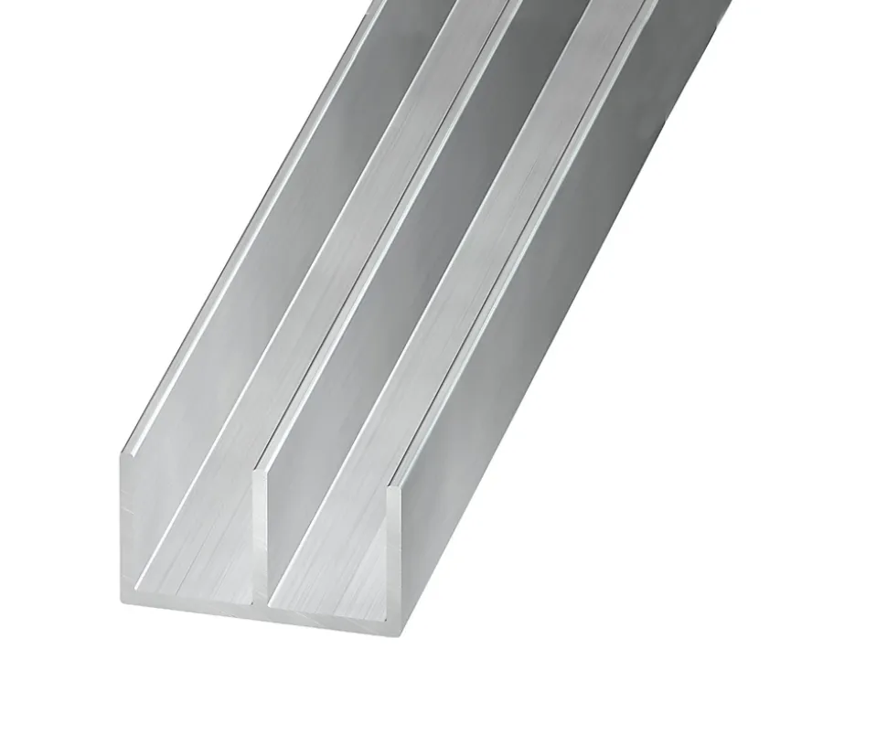 Profilé double U aluminium brut 10 x 16 x 10 mm, 2 m
