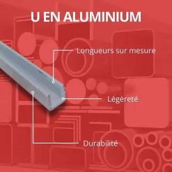 Profilé u aluminium 30x30 ep 3 mm, Longueur : 3 metres - Comment Fer