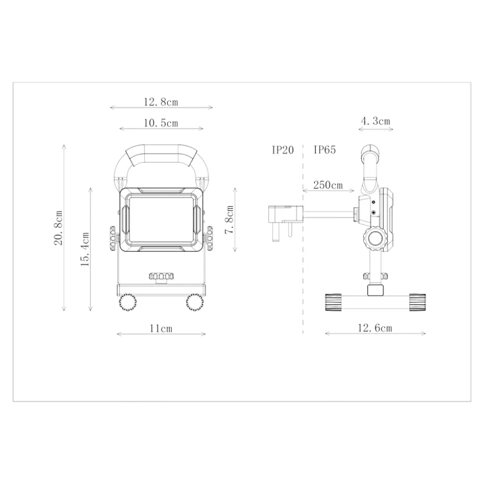 Projecteur de chantier portable filaire à LED 10 W