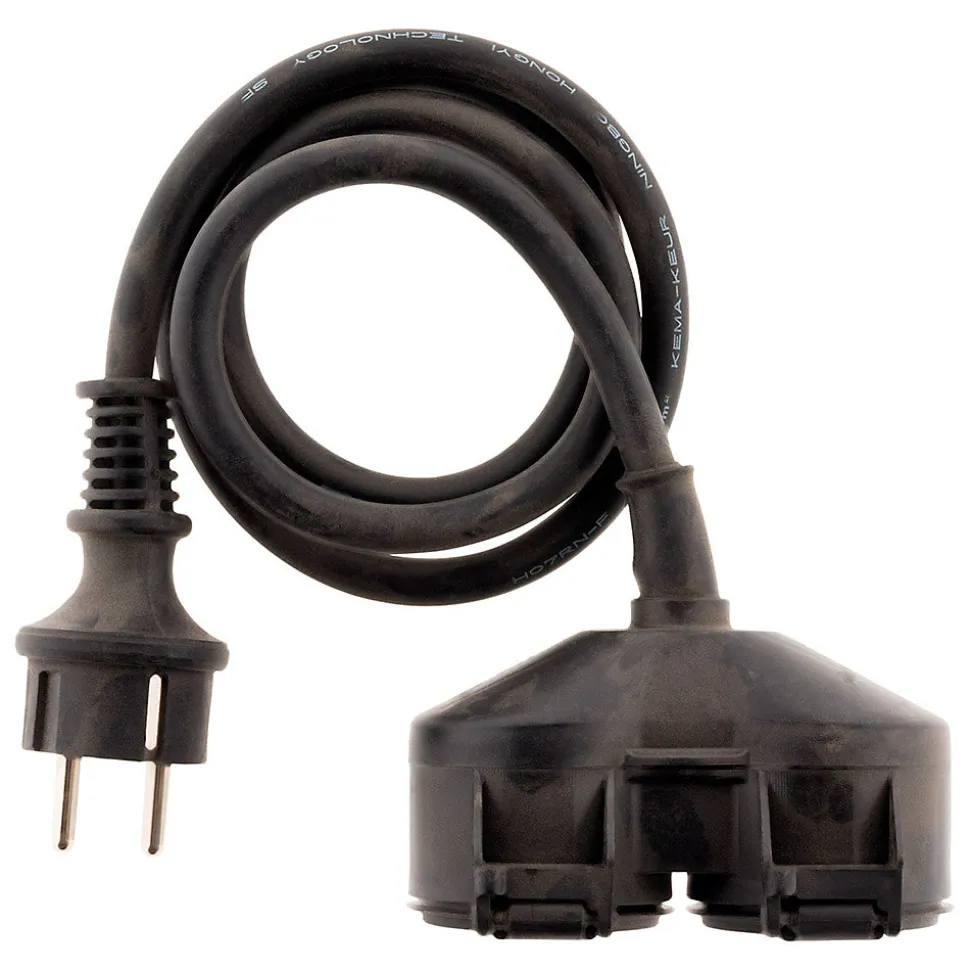 Prolongateur à double tête pour chantier HO7RN-F 16A 3G1,5mm² - Noir 1m - Zenitech