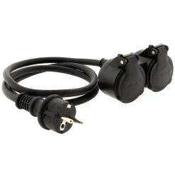 Prolongateur à double tête pour chantier HO7RN-F 16A 3G1,5mm² - Noir 1m - Zenitech
