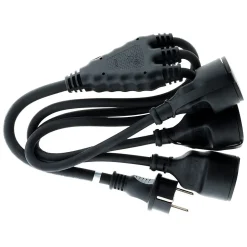 Prolongateur à triple tête pour chantier HO7RN-F 16A 3G1,5mm² - Noir 1m - Zenitech