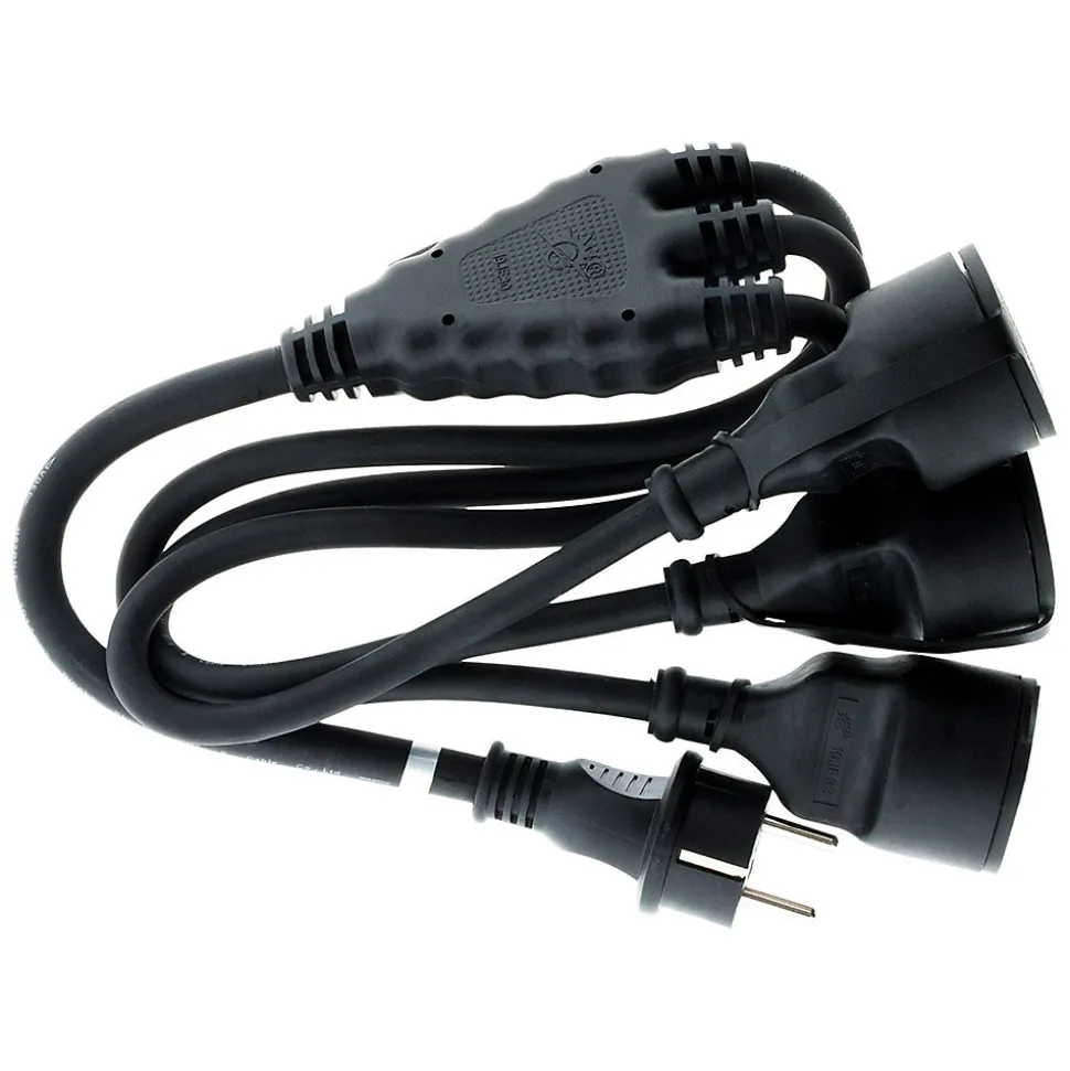 Prolongateur à triple tête pour chantier HO7RN-F 16A 3G1,5mm² - Noir 1m - Zenitech
