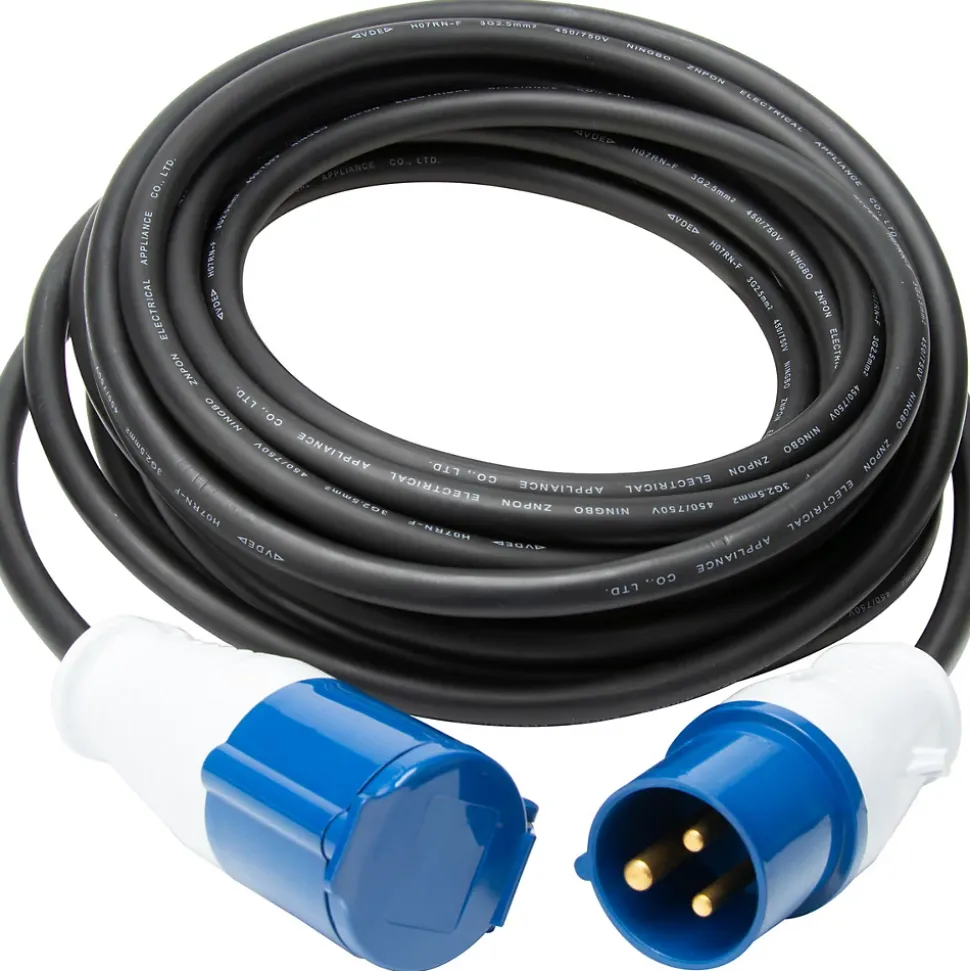 Prolongateur Schuko CEE P17 10m IP44 - Noir/Bleu - Protec