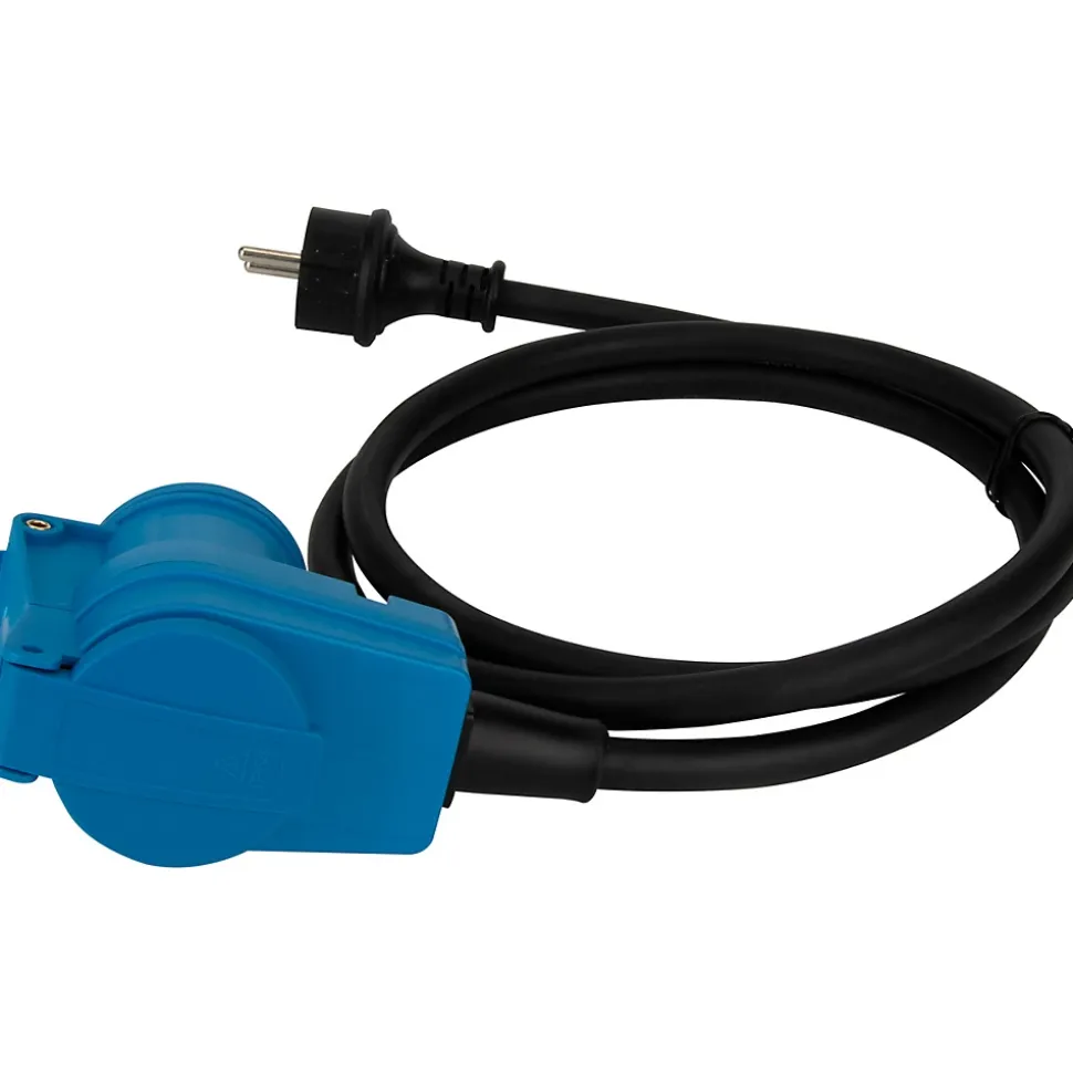 Prolongateur Schuko CEE P17 1,5m IP44 - Noir/Bleu - Protec