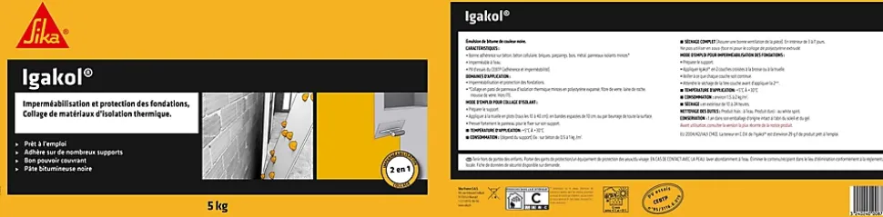 Pâte bitumineuse Sika Igakol seau de 5 kg