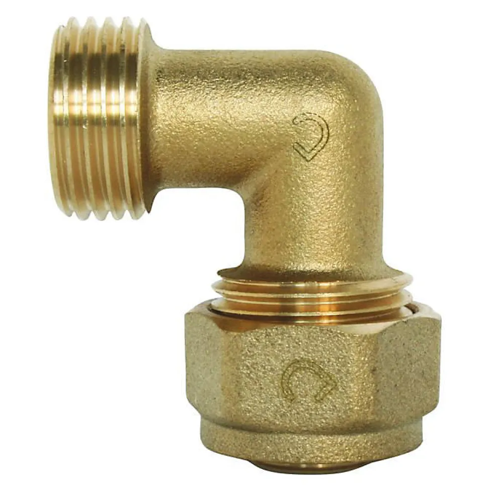 Raccord à compression SOMATHERM - Coude mâle - PER 10x12 - Fixation à visser