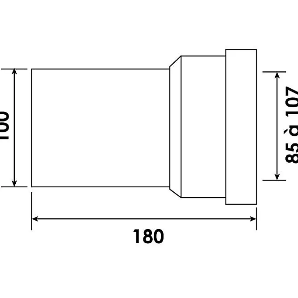 Raccord - Pipe droite mâle - 100mm - Couleur blanche - Idéale pour installations sanitaires