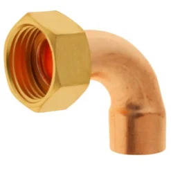 Raccord cuivre coudé à souder sur tube cuivre Ø14 - sortie écrou tournant femelle 15/21 (1/2"), lot de 2