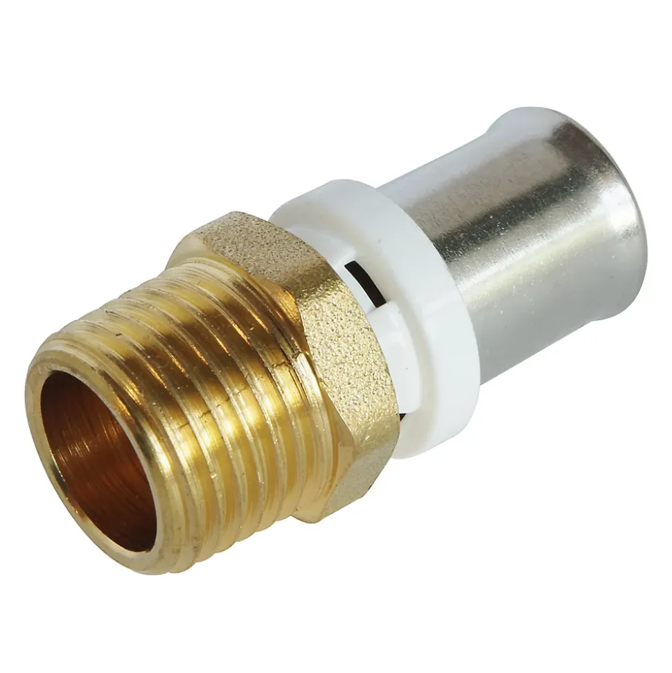 Raccord droit à sertir pour tube Multicouche Ø16 - droit mâle 15/21 (1/2")