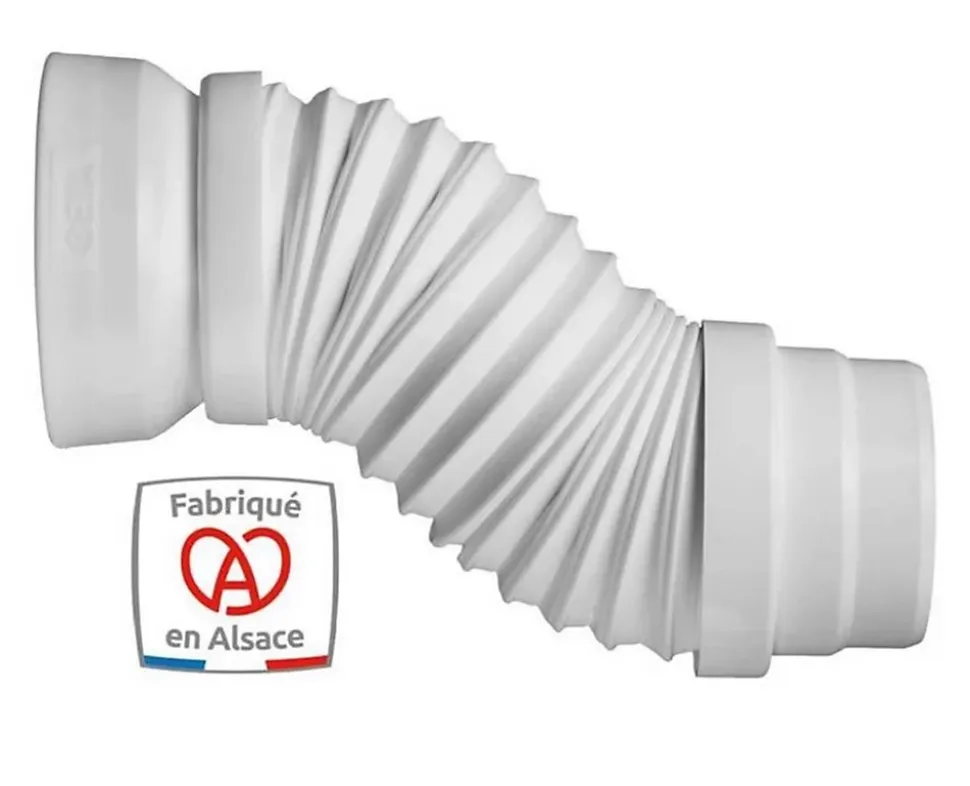 Raccord WC extensible MULTIDROIT - Extensibilité: 180-380mm - raccordement canalisation diam : 93 et 100 mm