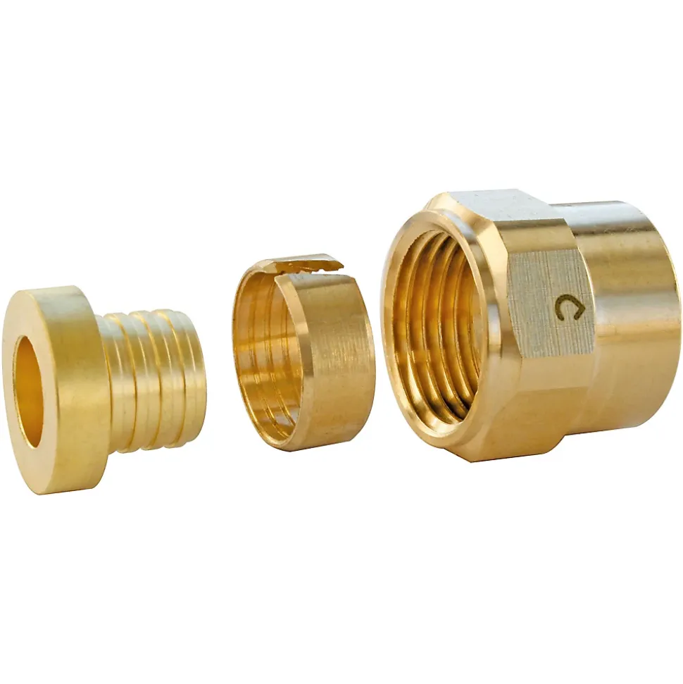 Raccords droits PER à compression Ø12 - écrou tournant 15/21 (1/2"), lot de 2